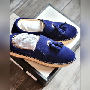J/SLIDES NYC NAVY SUEDE ROSA SLIDES